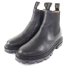 Céline Bottes Chelsea CELINE Margaret en cuir Noir