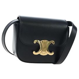 Céline CELINE Triomphe Shoulder Pouch Leather Black Gold Altro