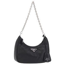 Sac à épaule PRADA en cuir noir argent 1BH204 Autre