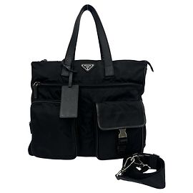 Sac à épaule Prada en nylon et cuir avec logo triangle Noir