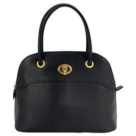 Burberry Vintage Logo Hardware Nova Check Leather Tote Black