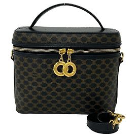 Céline Bolso de hombro 2-way de cuero CELINE Macadam Blazon Patterned Negro