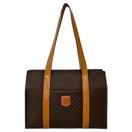 Céline Saco Tote em couro Celine Macadam com padrão Blazon Marrom