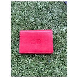 Christian Dior rote Ledergeldbörse Rot