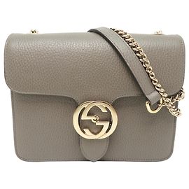 Bolso de hombro para mujer Gucci Interlocking G Castaño
