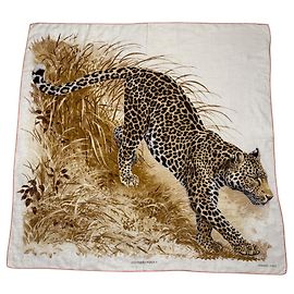 Hermès Hermes Carre Geant 140 Pantherapaldus Leopard Shawl Brown Cream Camel