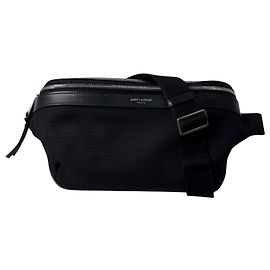 Autre Marque Sac sling Saint Laurent en toile et cuir noir Noir