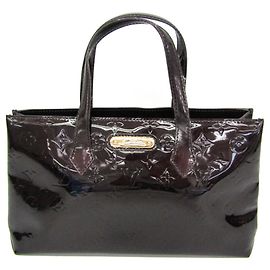 Louis Vuitton Monogram Vernis Wilshire PM Handbag Dark red