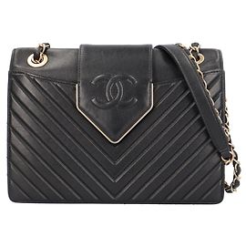 Bolsa de Ombro Chanel Color & Tie V-Stitch Preto