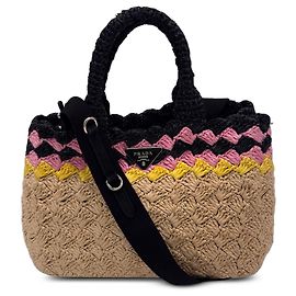 Bolsa Satchel Prada em ráfia bege Bege