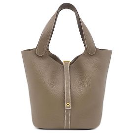 Hermès Gray Clemence Picotin Lock 22 Castaño