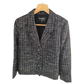 Giacca in tweed CHANEL nera e bianca Nero Bianco