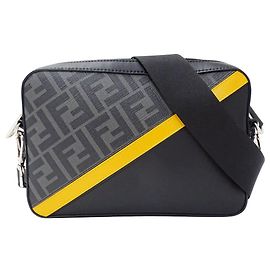 Borsa a tracolla in pelle da uomo Fendi Nero Giallo