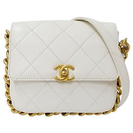 Borsa a tracolla Chanel in pelle bianca Bianco