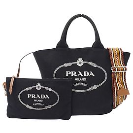 Prada Handtasche aus schwarzem Canvas Schwarz