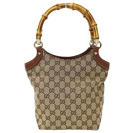 Sac à main Gucci en toile GG Beige/Brown Marron Beige