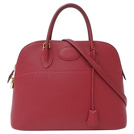 Hermès Hermes Bolide 35 Togo Leather Handbag in Red Red