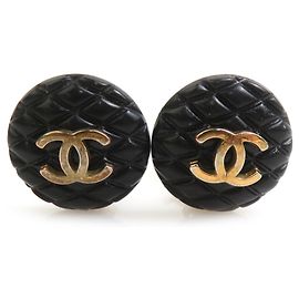 Boucles d'oreilles clips Chanel Coco Mark Noir Doré