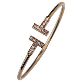 Autre Marque Tiffany T Armband mit Diamant aus 18K Gold Golden