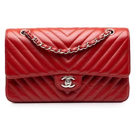 Chanel Coco Mark Matelassé Chevron Double Flap Schultertasche Rot