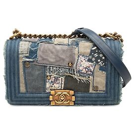 Borsa a tracolla Chanel Coco Mark Boy 25 Chain Blu