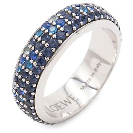 Anillo Loewe Pave Thin de plata y cristal azul Azul
