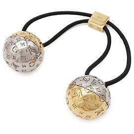 Élastique à cheveux Louis Vuitton Nano Monogram Scrunchie Argenté Doré
