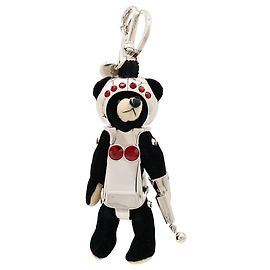 Porte-clés Prada Teddy Bear Animal Armor Noir Rouge
