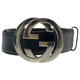 Cinturón de cuero GucciSima Interlocking GUCCI Negro