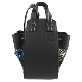 Loewe Hammock Drawstring Mini Calf Canvas Shoulder Bag Black