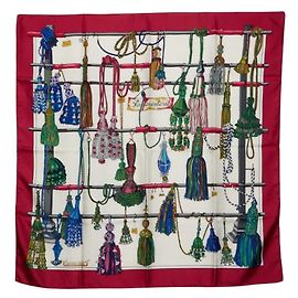 Hermès Lenço de seda Hermes Carre90 PASSE MENTERIE Marrom