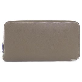 Hermès Hermes Sangles Silk In Long Wallet aus Classic Epsom Leder Braun Beige