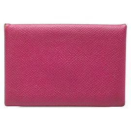Hermès Hermes Calvi Leather Card Case Purple