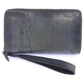 Berluti Taliscrit Leather Long Zip Wallet Blue