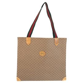 Borsa Tote GUCCI Vintage Sherry Line MicroGG GG Supreme Canvas Marrone Beige