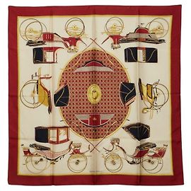 Hermès Lenço de seda Hermes LES VOITURES A TRANSFORMATION Multicor
