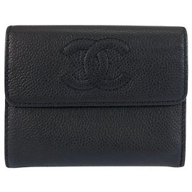 Portefeuille en cuir Chanel Coco Mark Noir