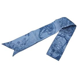 Christian Dior Sciarpa stretta in seta Dior Mitzah Toile de Jouy Sauvage Blu