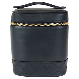 Chanel Bicolore Coco Mark Lambskin Vanity Bag Black