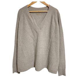 Autre Marque Deuxieme Classe Pull Oversize en Laine et Cachemire Col V Marron