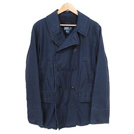 Cappotto Pea Coat in cotone Polo by Ralph Lauren Blu Blu navy