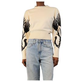 Chanel Pull en cachemire crème et noir 'Château des Dames' Métiers D'Art Pre-Fall 2021 - size UK 8 Écru