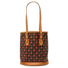Sac Cabas Louis Vuitton Monogram Cherry Bucket PM Marron