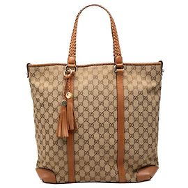 Gucci GG Canvas Tote Bag Braun Beige