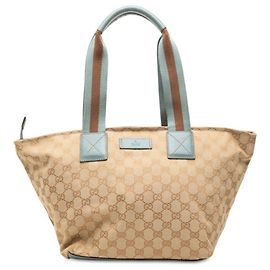 Gucci GG Canvas Tote Bag Blue Beige