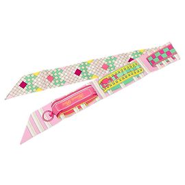 Hermès Twilly Colliers de Chiens Remix Narrow Scarf Rosa Multicolor