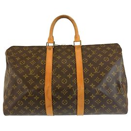 Louis Vuitton Monogram Keepall 45 Boston Bag Brown