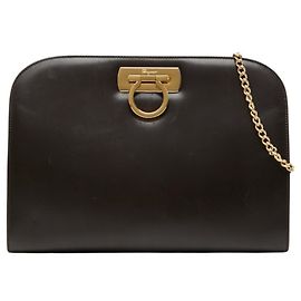 Bolsa de Ombro Salvatore Ferragamo Gancini Chain Marrom