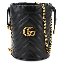 Borsa a secchiello mini con catena Gucci GG Marmont Nero