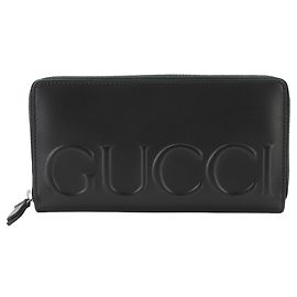 Carteira longa Gucci em couro preto Preto
